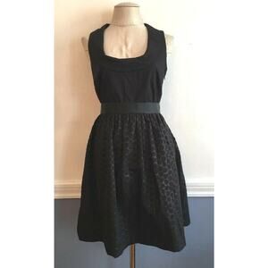 4 Wendy Katlen Black Sleeveless Dot Pattern Dress Pockets Fit and Flare